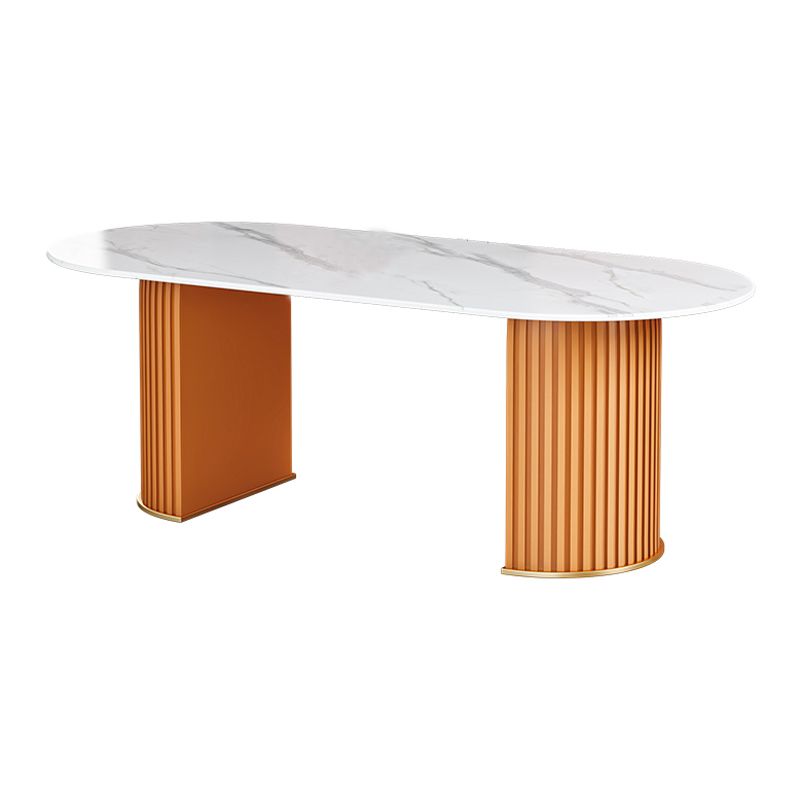 Traditionele luxe eettafel Ovaal Dubbele voetstuk Dining Site Tafel voor eetkamer