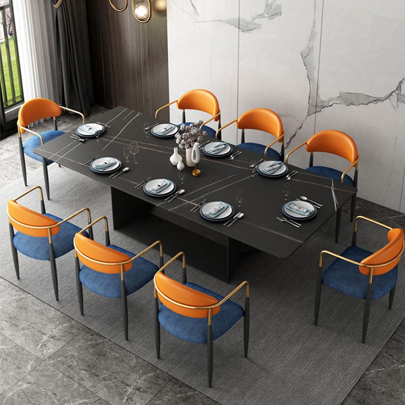 Contemporary Home Open Back Arm Chair Matte Finish Upholstered Dining Chair