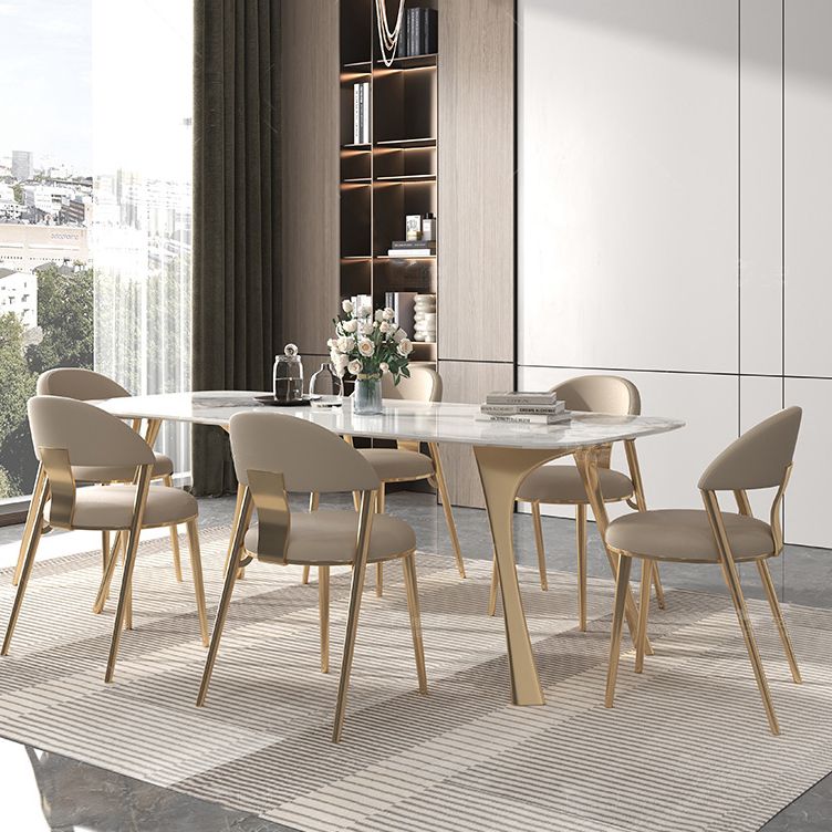 Nordic Glam Sintered Stone Dining Table Set 1/4/5/7 Pieces Dining Set for Home