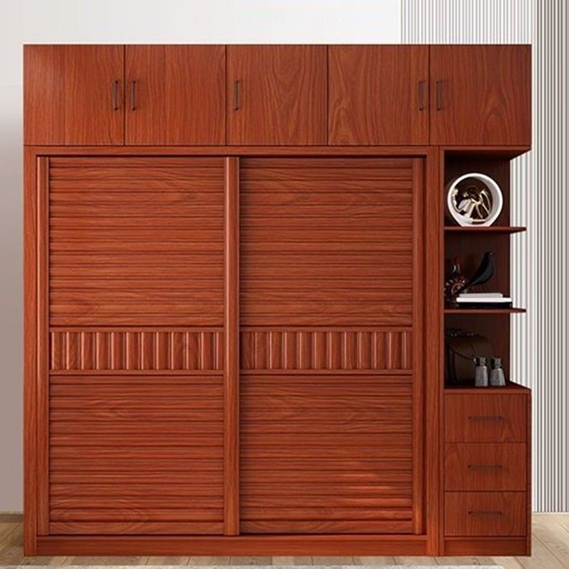 Wooden Sliding Doors Armoire Traditional Home Storage Cabinet