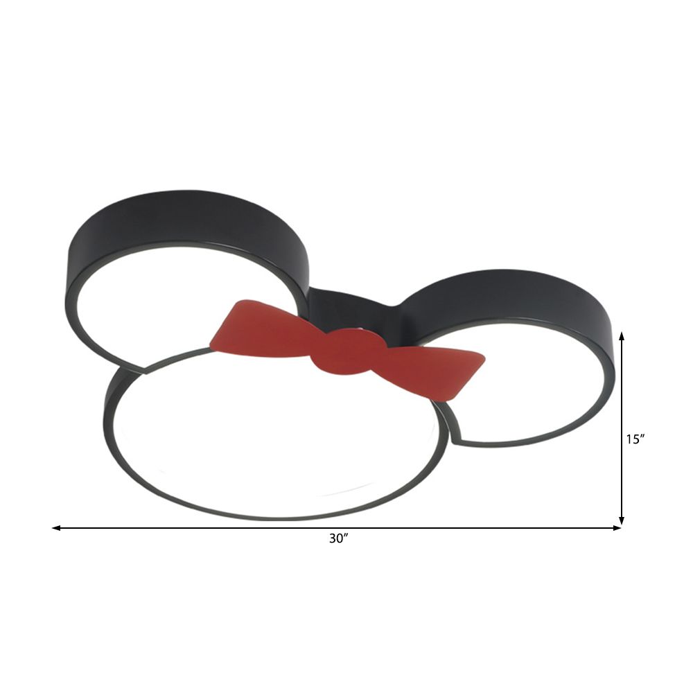 Acrylic Cartoon Mouse Ceiling Lamp Modern Simple LED Ceiling Mount Light in Black for Child Bedroom