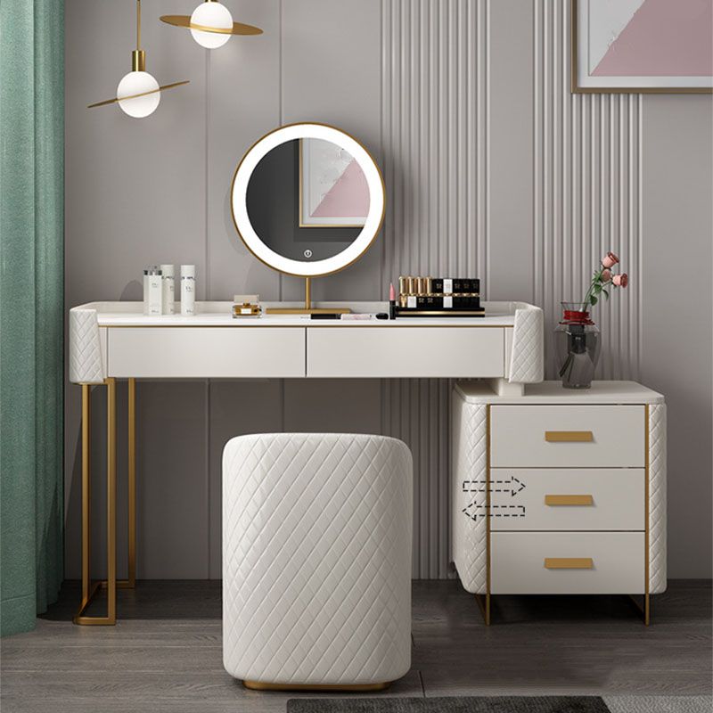 Glam Wooden Vanity Makeup Table Set 5-Drawers Dressing Table