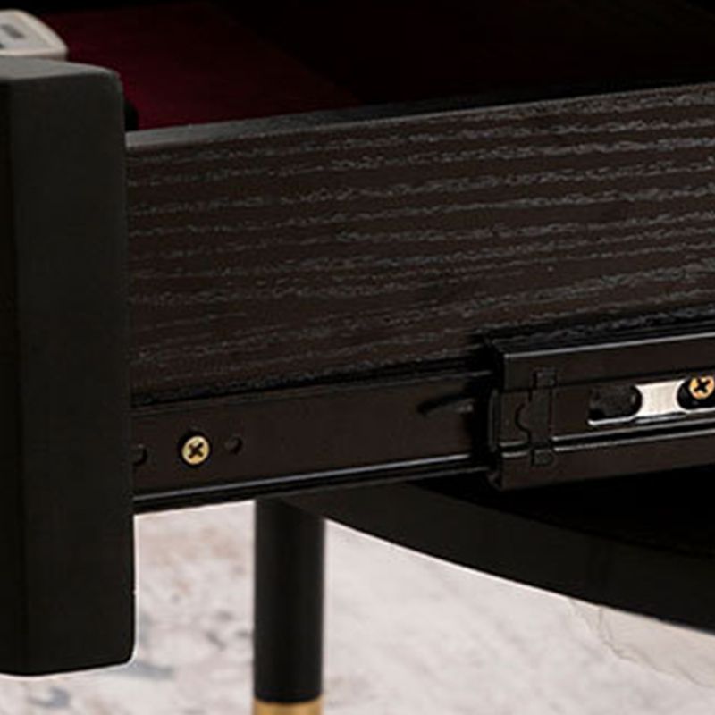 17.7" H Round Slate Coffee Table 4 Legs Cocktail Table with 2 Drawers