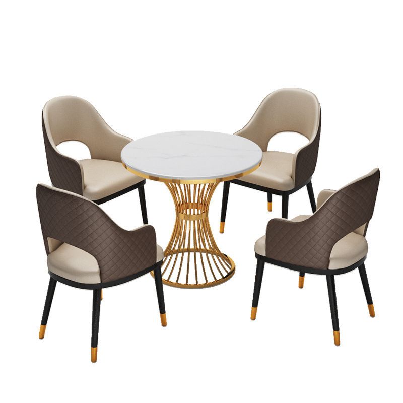 Glam Dinette Set for Kitchen 1/2/5 Pcs Glossy White Dining Table Set