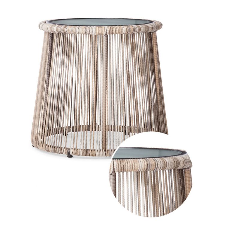 Modern Outdoor Dining Table Set 1/3 Pcs Rattan and Metal Frame Patio Table and Chairs