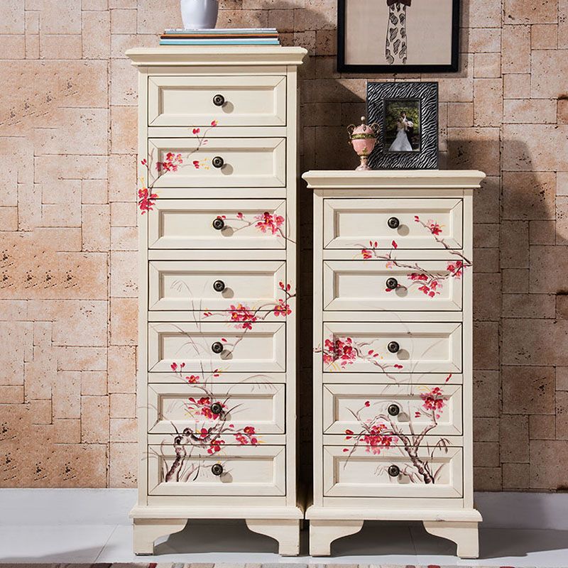 Traditional Vertical Home Chest Wooden Storage Chest with Drawers