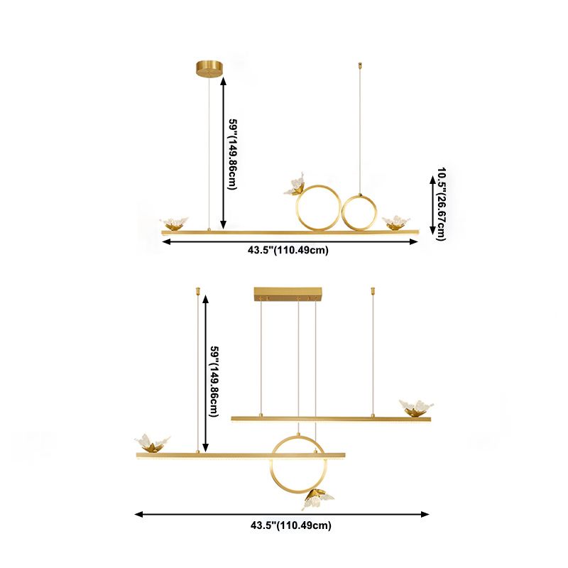 Luce dell'isola geometrica moderna lampadario a sospensione Metal 6 Luci dell'isola luminosa in oro