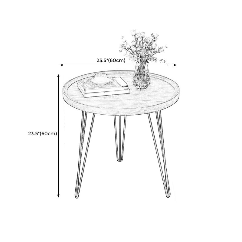 Modern 3 Legs Metal Base Grey/white/brown Round Wood Top End Table
