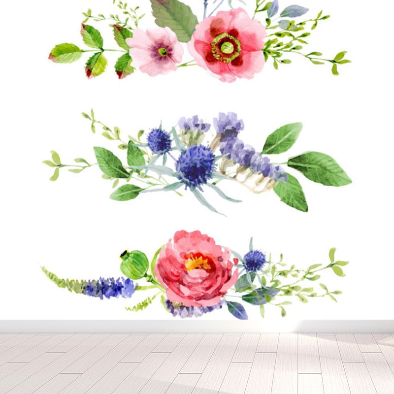 Pink Contemporary Mural Wallpaper Huge Flower Printed Wall Decor for Living Room