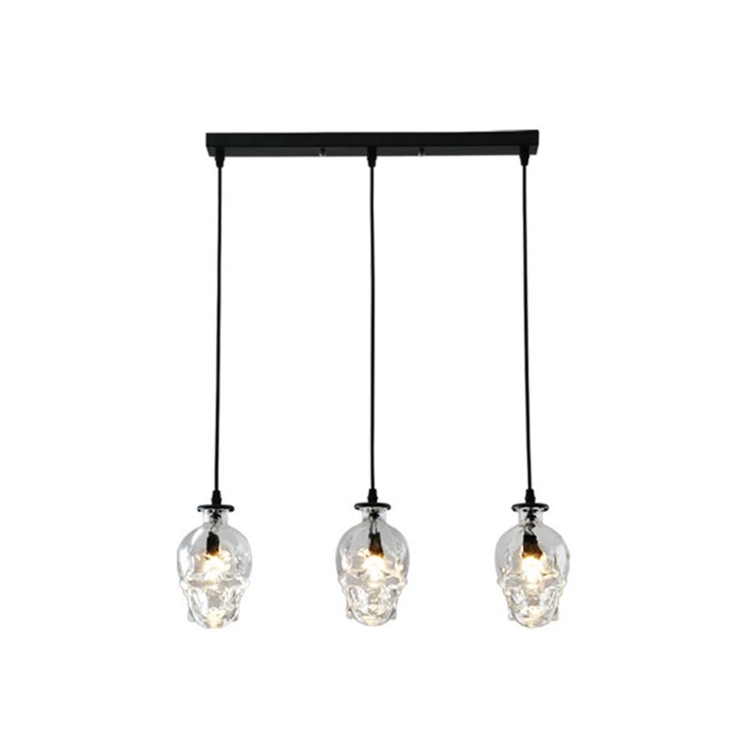 Lampada sospesa nera in vetro in stile creativo industriale Luce a sospensione geometrica per sala da pranzo