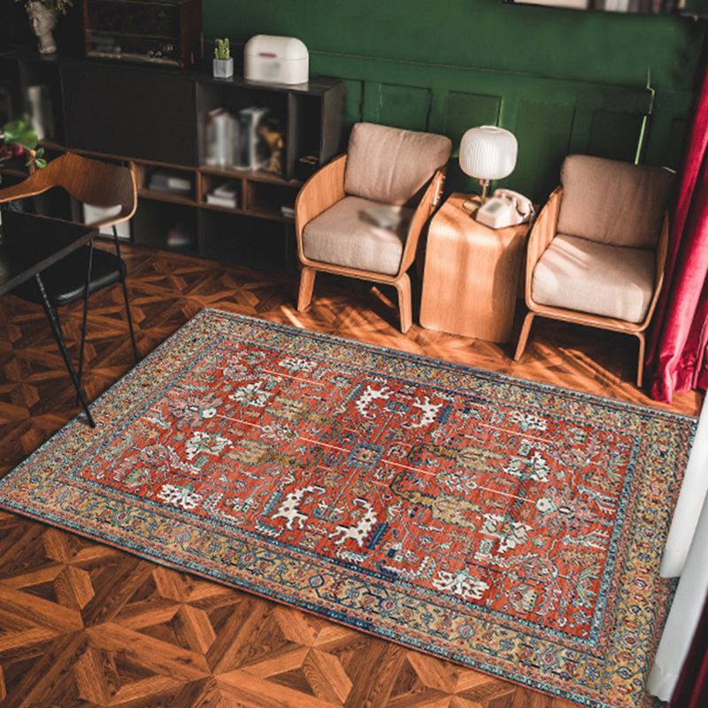 Beige Victorian Teppich Polyester Grafik Indoor Teppich Nicht-Schlupf-Backing Teppich für Wohnzimmer