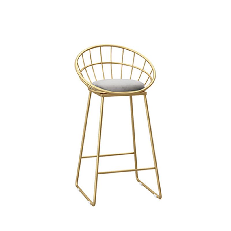 Glam Style Upholstered Barstool Round Bar Height Stool with Gold Frame