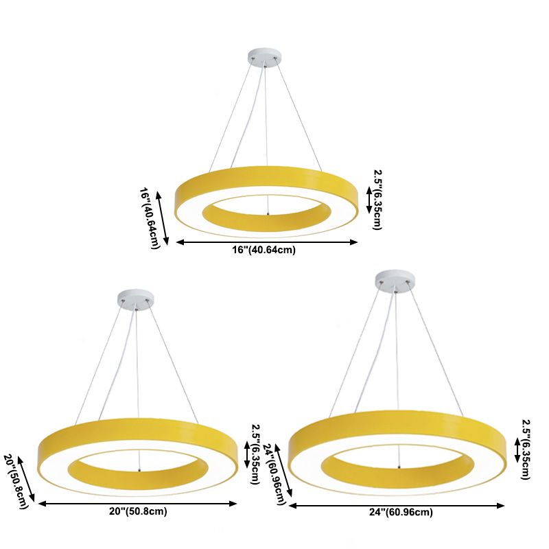 Forme de bague en métal La lumière suspendue style moderne 1-Light Hanging Mount Fixture pour la maternelle
