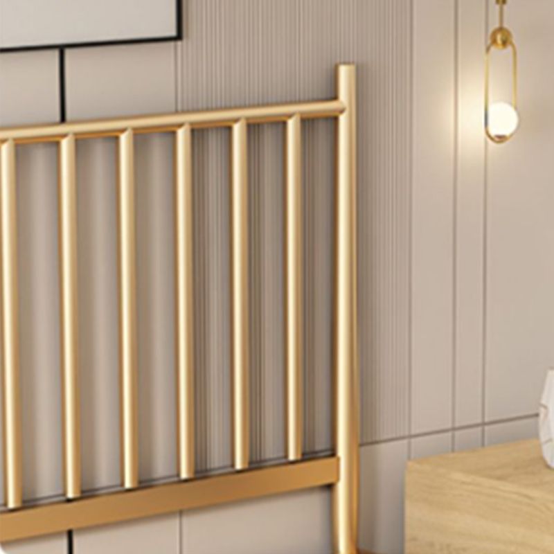 Glam Metal with Headboard Rectangular Slat Mattress Included Slat Bed