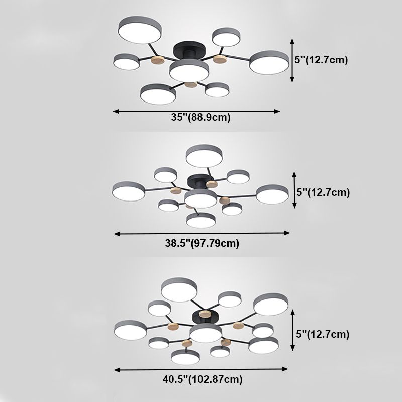 Multi Light Circle Ceiling Lamp Modern Macaron Style Metal Ceiling Lighting for Bedroom