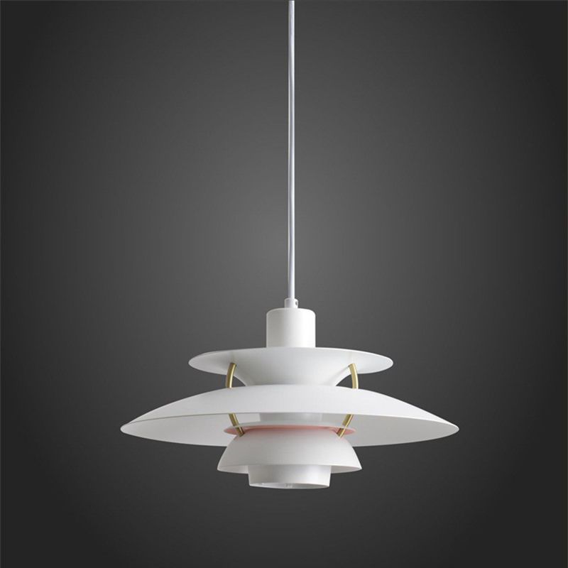 Multilayer Pendant Light Fixture Macaron Aluminum 1-Light Living Room Hanging Light