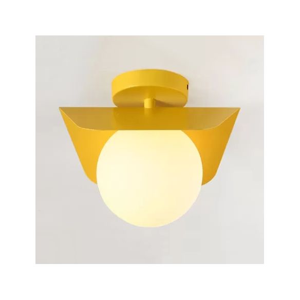 Macaron Loft Orb Shade Flush Mount Light Frosted Glass 1 Bulb Ceiling Fixture for Hallway