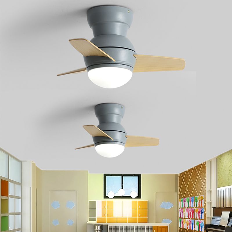 Kids Style Round Shape Ceiling Fan Light Metal Single Light LED Ceiling Fan Lamp