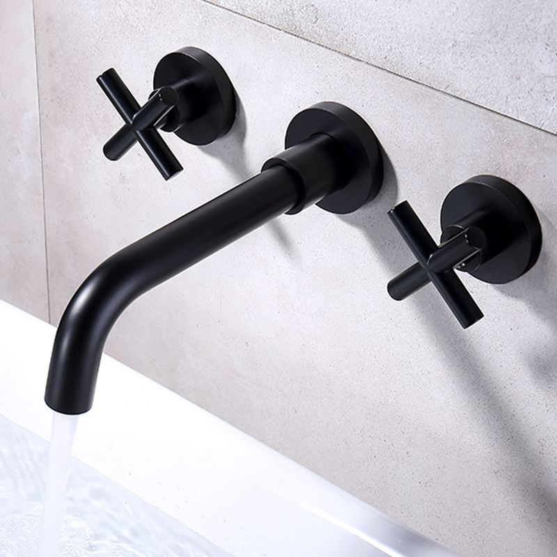 Modern Circular Bathroom Sink Faucet with 2 Handles Wall Mounted Bathroom Faucet