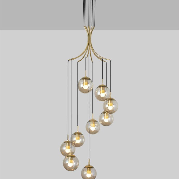 Modern Minimalist  Multiple Globe Shade Pendant Light  Glass Long Hanging Lamp  for Living Room