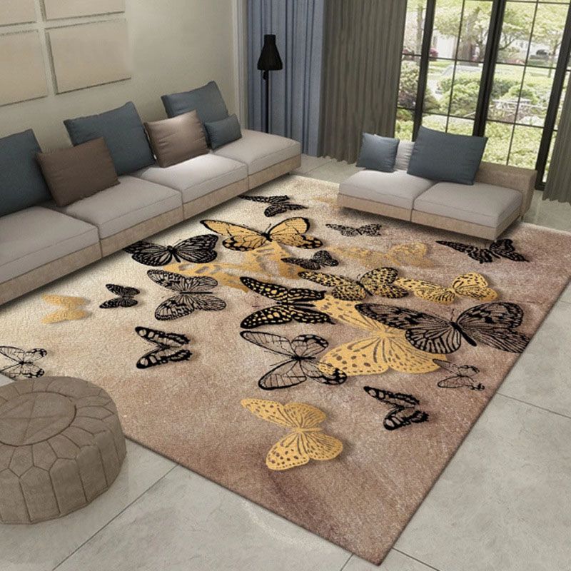 Green Modern Area Carpet Animals Pattern Polyester Area Rug Stain Resistant Rug for Home Decor
