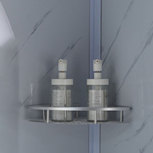 Shower Stall Semi-Frameless Single Sliding Rectangle White Frosted Shower Enclosure