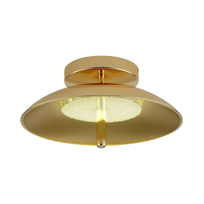 Gold Finish Bowl Flushmount Light Postmodern LED Iron Flush Mount Ceiling Lamp Fixture