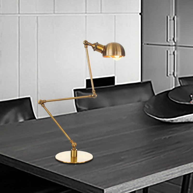 Lámpara de mesa de sombra de tazón dorada con estilo industrial 4 "/8.5" W 1 Lighting de mesa de metal ligero con brazo ajustable