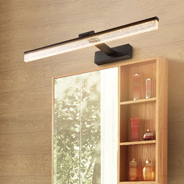 Linear Metal Wall Sconce Modern Style 1 Light Mirror Wall Mount Light Fixture in Black