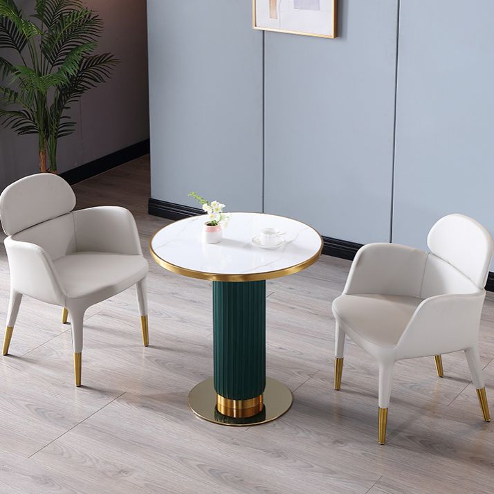 Metal Traditional Luxury Dining Table Sintered Stone Dining Table with Pedestal