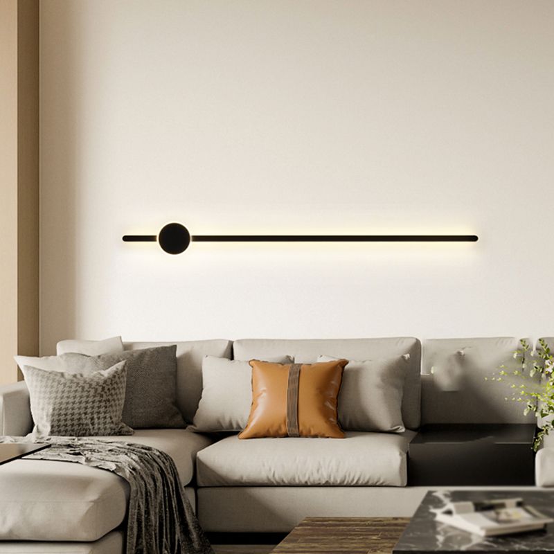 Linear Shape Metal Wall Lighting Modern Style 2 Lights Wall Mounted Light in Black