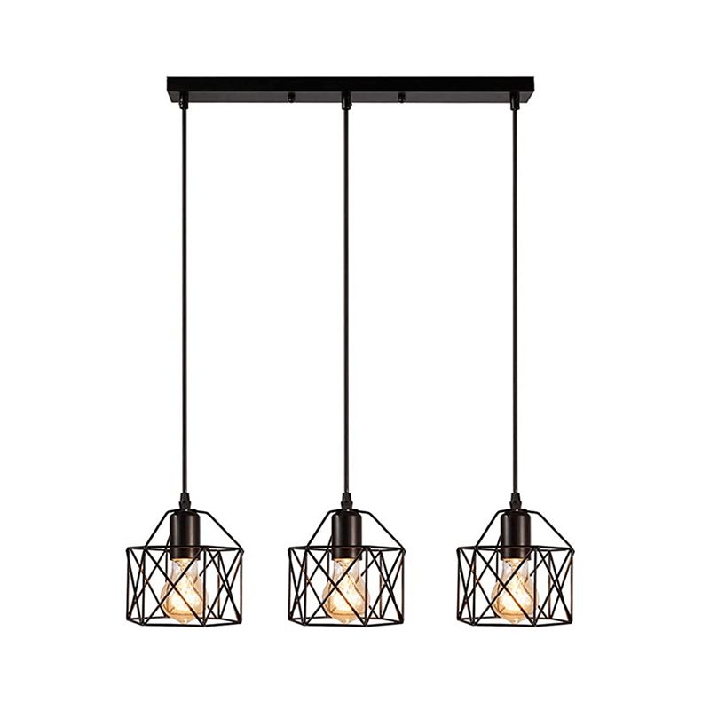 Metal Geometry Shape Hanging Lights Industrial Style Multi Light Hanging Mount Fixture
