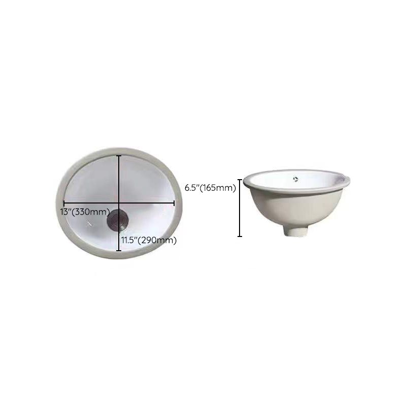 Modern Undermount Vanity Sink Oval Porcelain with Pop-Up Drain Bathroom Sink