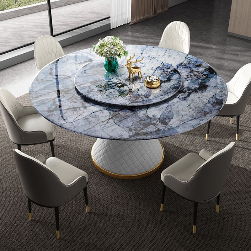 Modern Dining Set 1/7 Pcs Marble Dining Table and Upholstered Chairs