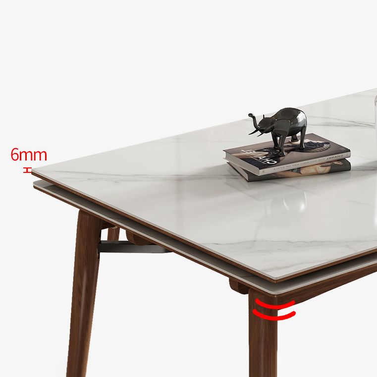 Midcentury Stone Dining Table Rectangle 4 Legs Furniture,43.3"L x 31.5"W x 30.7"H