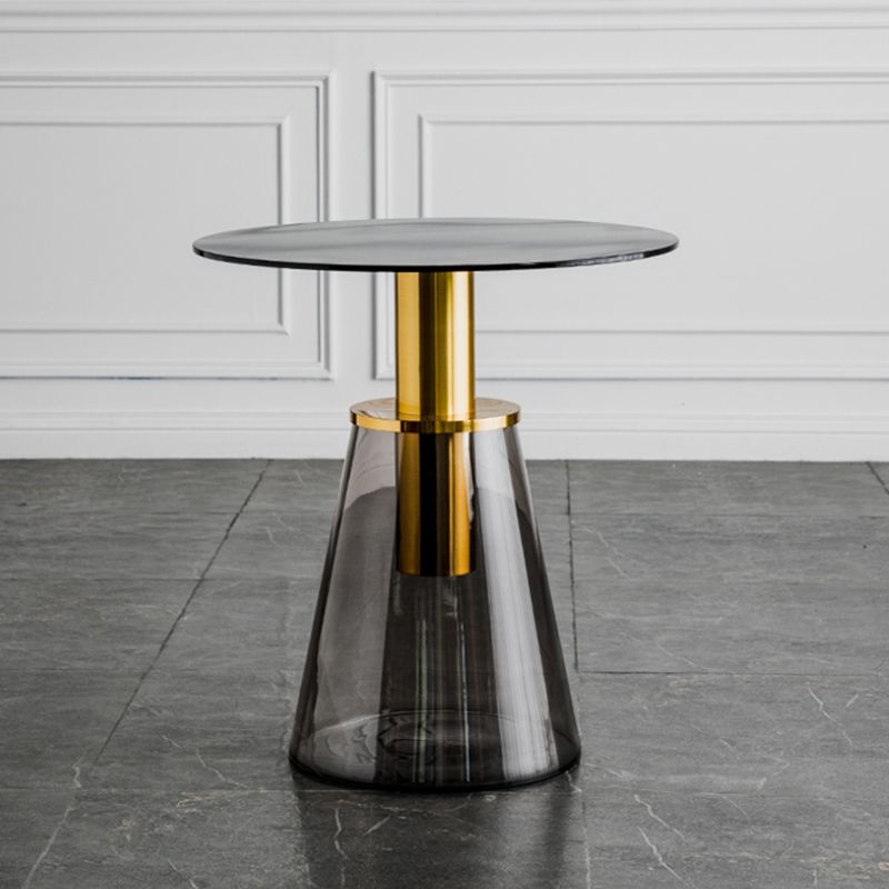 Round Metal/glass Table with Pedestal Base Base Mid-century Modern Side Table