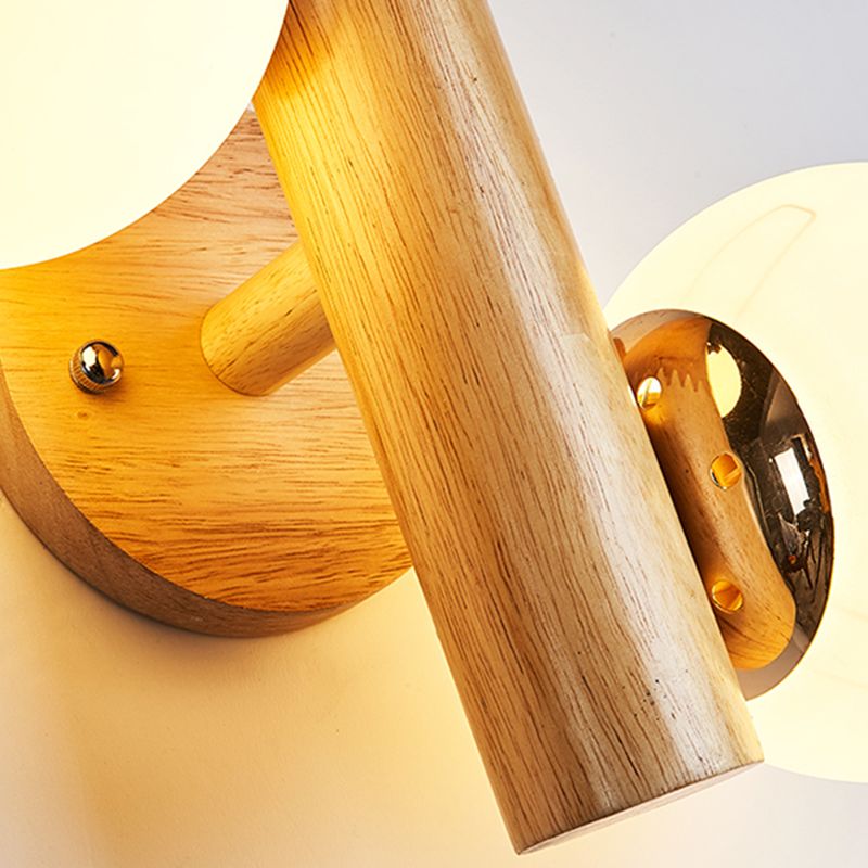 Nordic Style Wooden Vanity Light Ball Shape Vanity Lamp for Shower Room