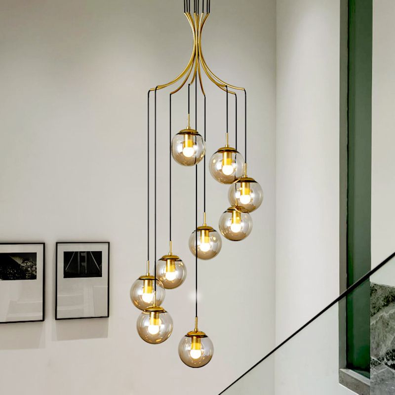 Globe Staircase Multi-plafond Lampe Frost Verre Suspension Contemporain Suspension Aymordage en or