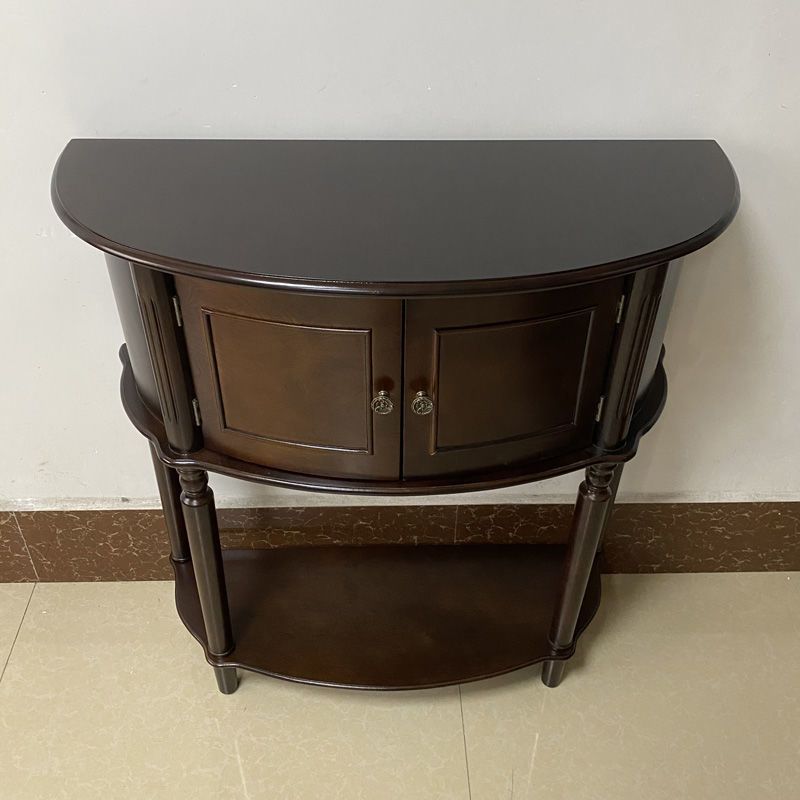 Mid-Century Modern Wooden End Table Half Moon Accent Table for Hall