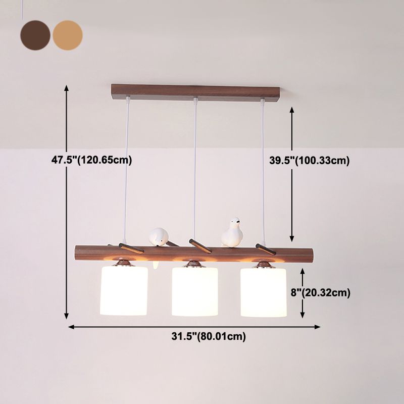 Luces colgantes contemporáneos luces de la isla de cilindro vidrio blanco para la isla de cocina