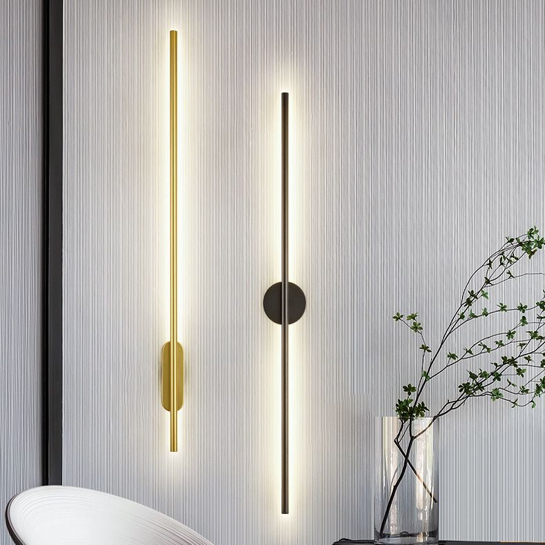 Modern Minimalist Linear Wall Mounted Light Fixture Silica Gel Wall Lighting Ideas In Gold Finish
