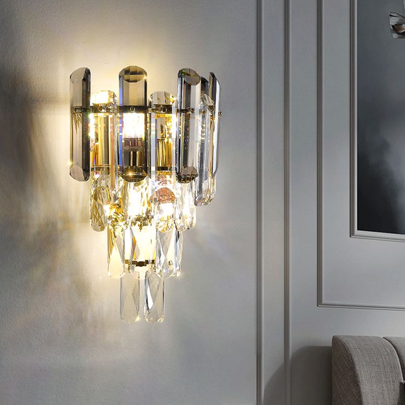 Postmodern Wall Light Geometric Crystal 16" High Wall Sconce for Bedroom