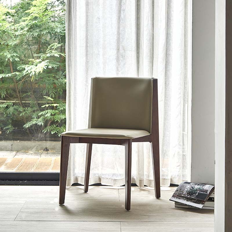 Armless Kitchen Dining Side Chair Faux Leather Chair with Wood Legs