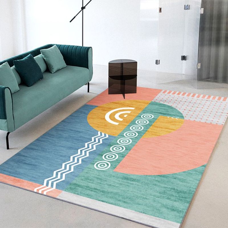 Tapis moderne Orange en Polyester, bloc de couleur, avec support antidérapant, pour la décoration de la maison