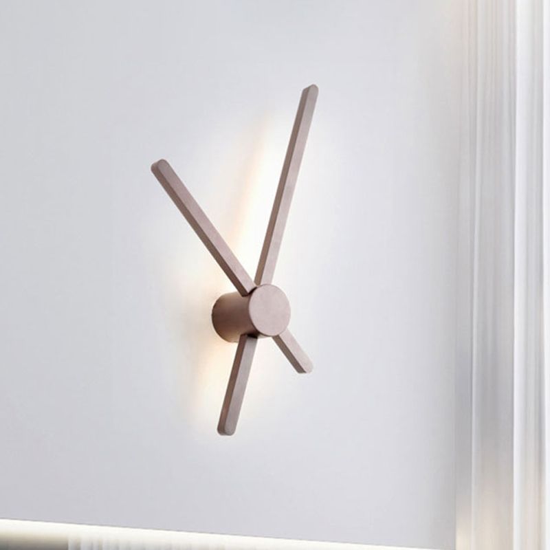 Crossed Lines Sconce Wall Light Metal Post Modern Wall Lamp in Brown for Living Room