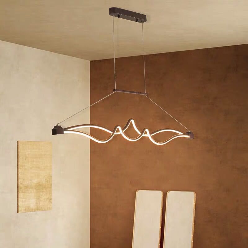 Espresso lineares LED -Insellicht im modernen prägnanten Aluminium -Anhänger Licht mit Acrylschatten