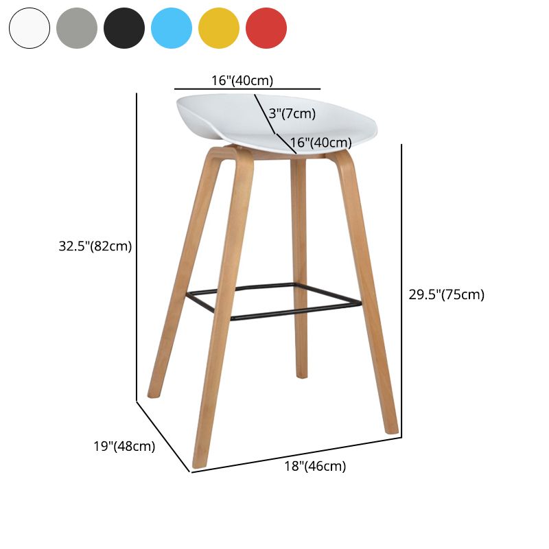 Modern Counter Bucket Bar Stool Armless Plastic Bar Stool with Footrest