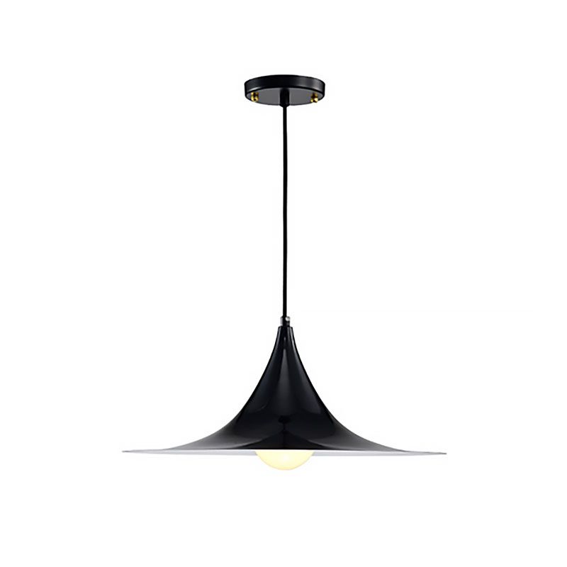Flared Suspension Light in Nordic Style Metal 1 Light Black/White/Gold Hanging Ceiling Light