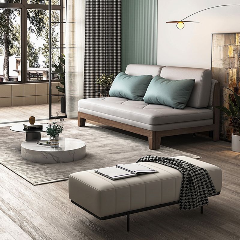 Contemporary Convertible Armless Faux Leather Stain Resistant Bed Settee