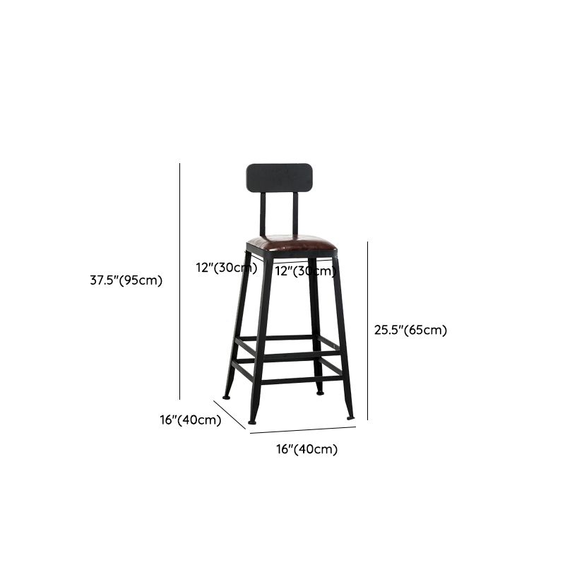 Contemporary Square Dining Stools Metal Bar Stools with Footrest